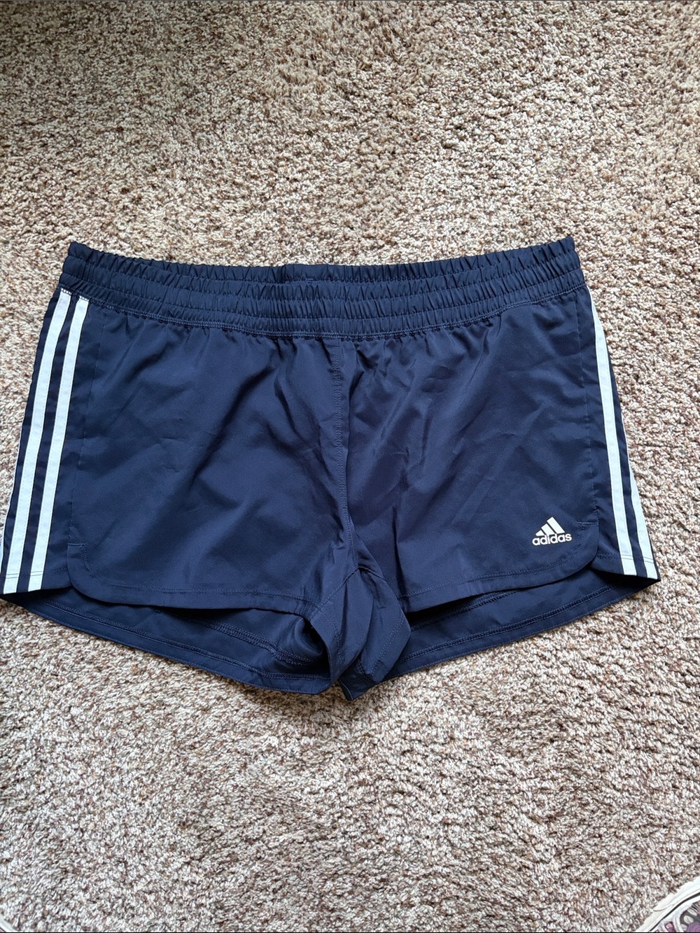 adidas Navy Athletic Shorts with White 3-Stripes